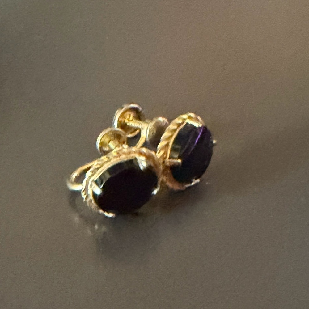 Vintage Van Dell Black Onyx Screw Backs 12K Gold Filled Rope Frame Earrings - Picture 8 of 12